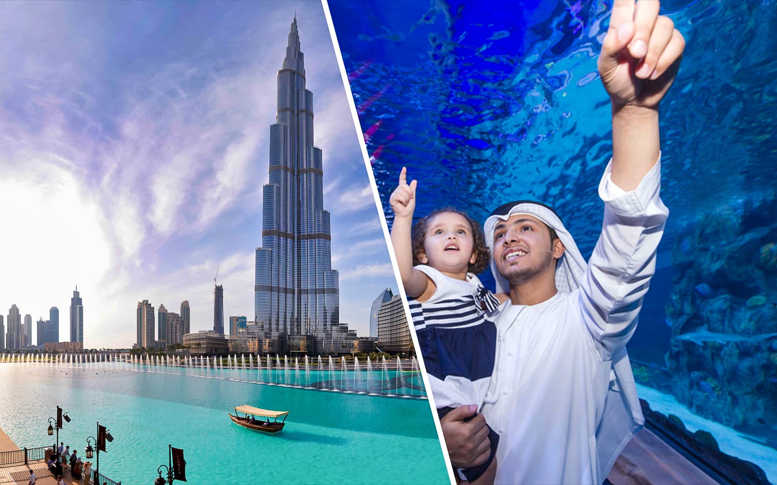 Combo (Save 19%): Burj Khalifa At The Top + Dubai Aquarium & Underwater Zoo Tickets banner