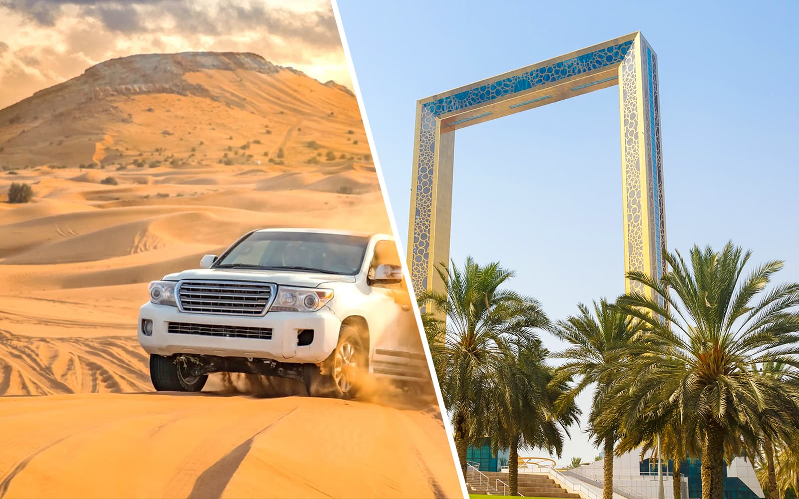 Combo (Save 30%): Budget-Friendly Evening Desert Safari + Dubai Frame Tickets banner